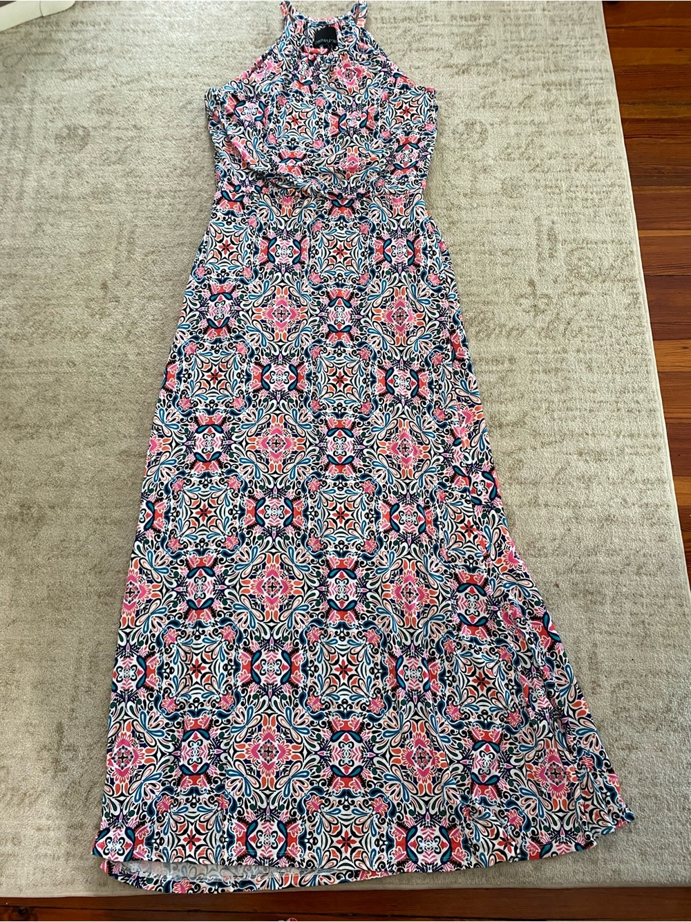 Cynthia Rowley Pink & Navy Printed Halter Maxi Dress